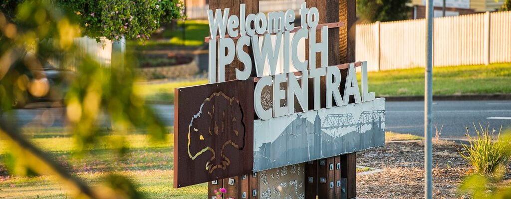 Welcome to Ipswich Central sign