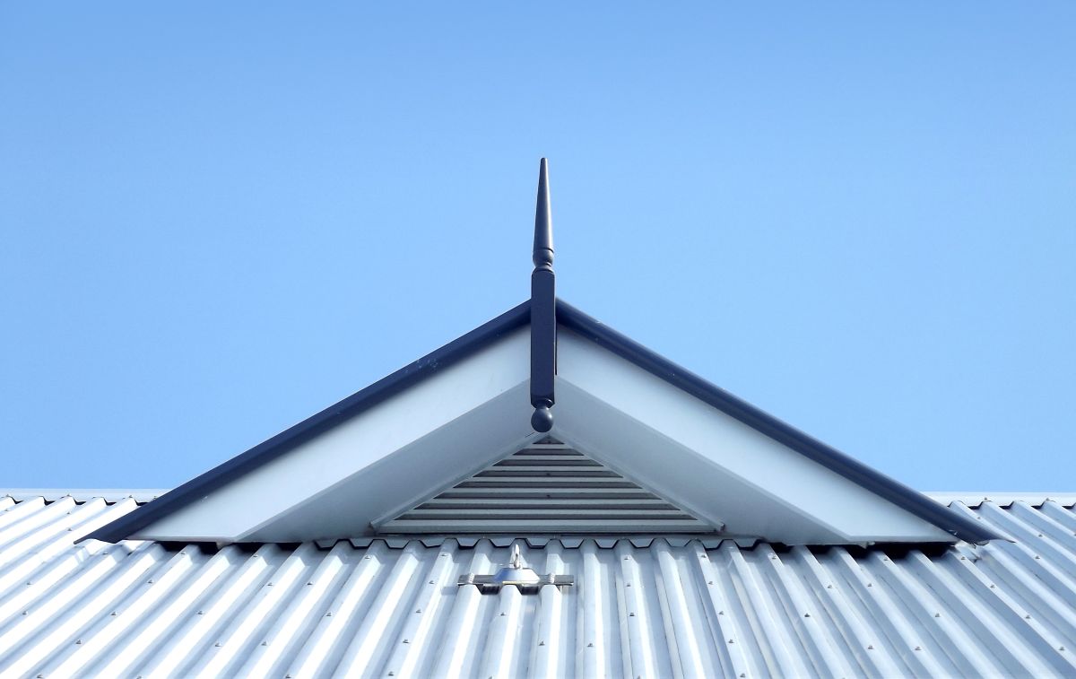 Corrugated iron roof in Brisbane with decorative finial and ventilation